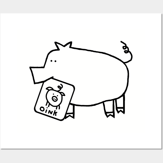 Cute Animals Pig Self Portrait Outline Wall Art by ellenhenryart